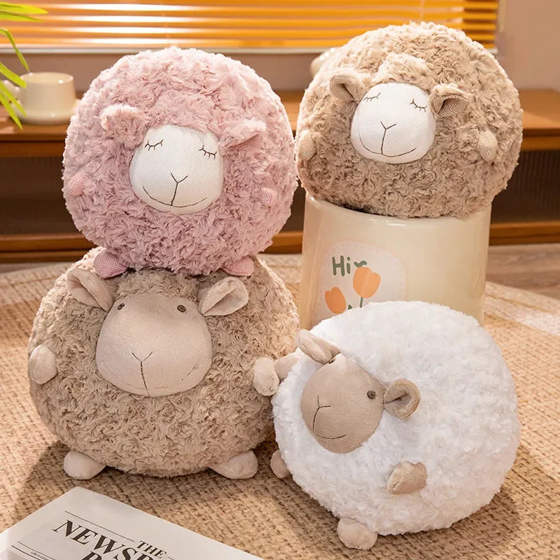 28/33cm Lovely Round Sheep Plush Toys Stuffed Animal Fluffy Lamb Plushie Doll Soft Pillow Baby Kids Girls Nice Birthday Gift
