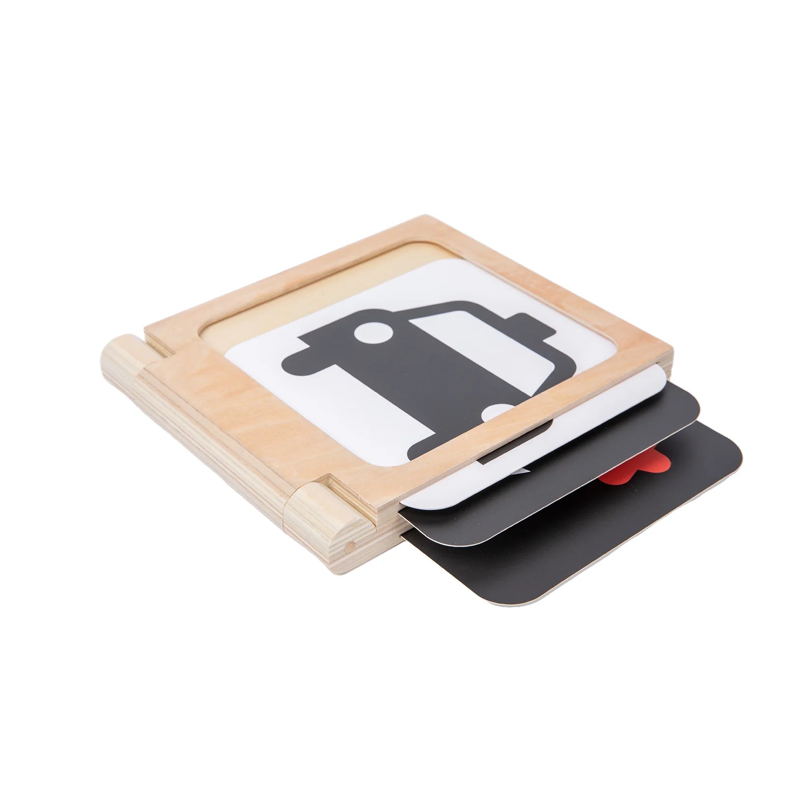 Montessori Baby Toys Foldable Wooden Book Frame w/ Mirror Black and White Cards Tummy Time Book Senory Game Newborn Gift