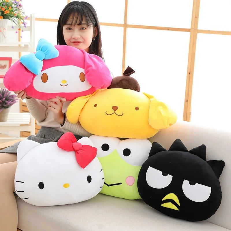 38cm Sanrio Hello Kitty Pom Pom Purin Keroppi Badtz-maru Cartoon Kt Cat Warm Hand Plush Pillow Doll Cushion Stuffed Plushie Toy