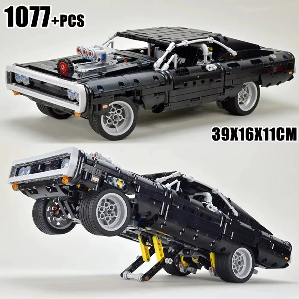 New technology Dodge Charger racing building blocks Moc model Assembly bricks Fast and Furious Toys for kids Holiday toys Boys B