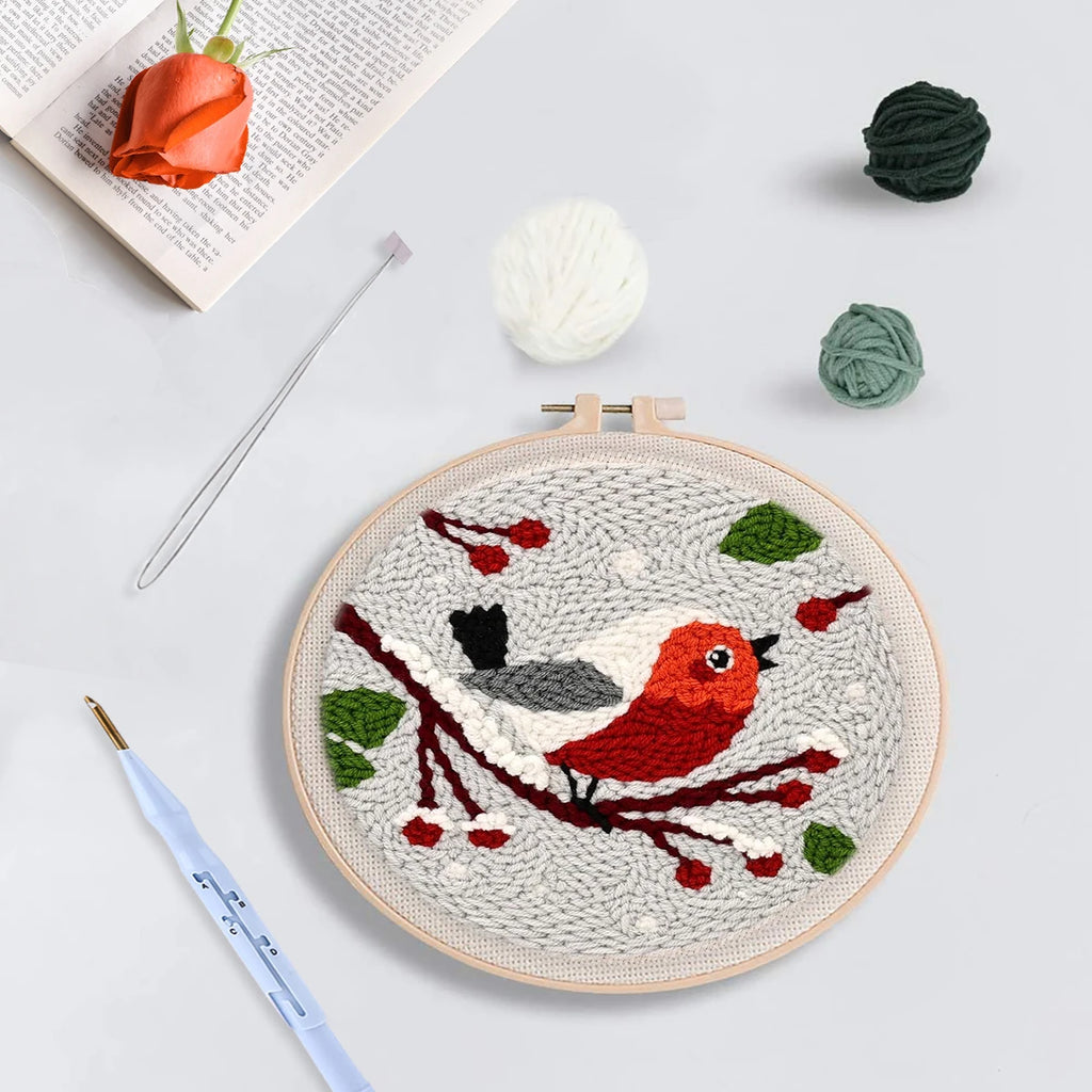 Diy Punch Needle Embroidery Starter Kits Animal Pattern Sewing Kit Funny Easy Yarn Painting Arts DIY Needlework Set For Beginner