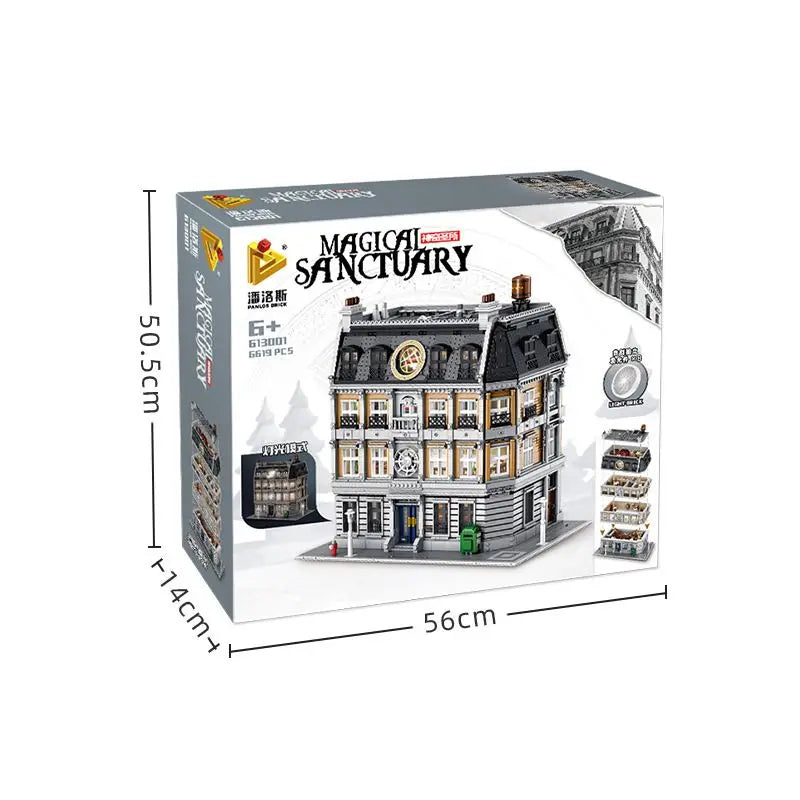 6564PCS Sanctorum Sanctum Showdown Building Blocks City Street View Architecture With Light Model Brick Chrismas Toys Kids Adult