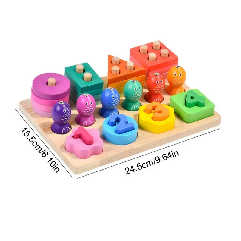Children Four Post Geometric Modeling Building Blocks Montessori Toys Jigsaw Puzzle Teaching Aids Kids Wooden Toys