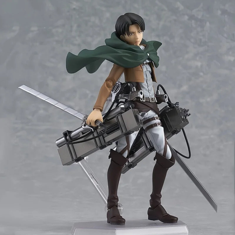 19cm Attack on Titan Comic Action Figures Figma Levi Ackerman Mikasa Ackerman Joint Movable PVC Collectible Model Toys Gifts