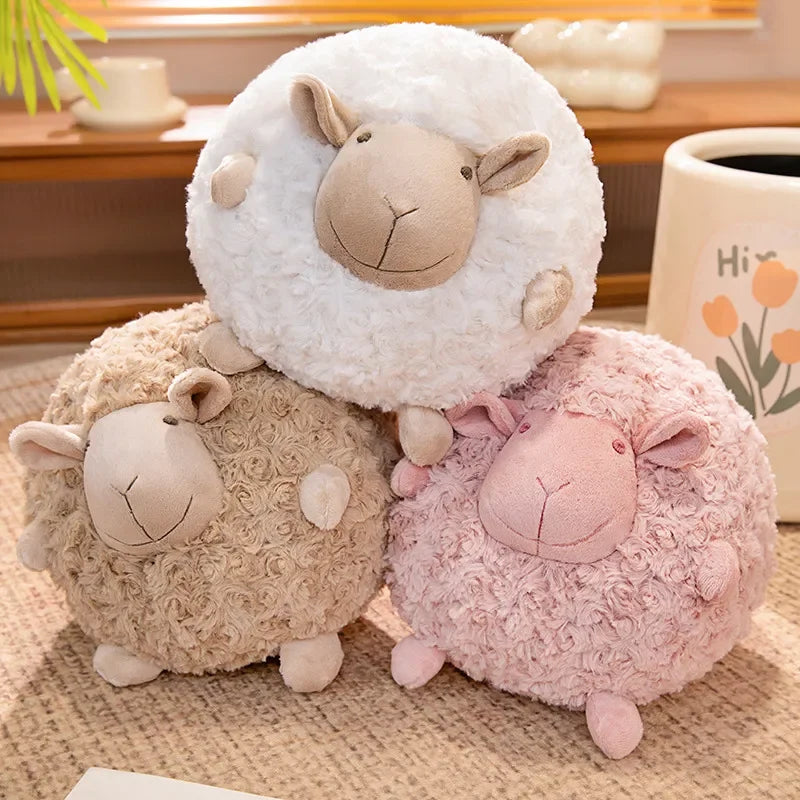 28/33cm Lovely Round Sheep Plush Toys Stuffed Animal Fluffy Lamb Plushie Doll Soft Pillow Baby Kids Girls Nice Birthday Gift