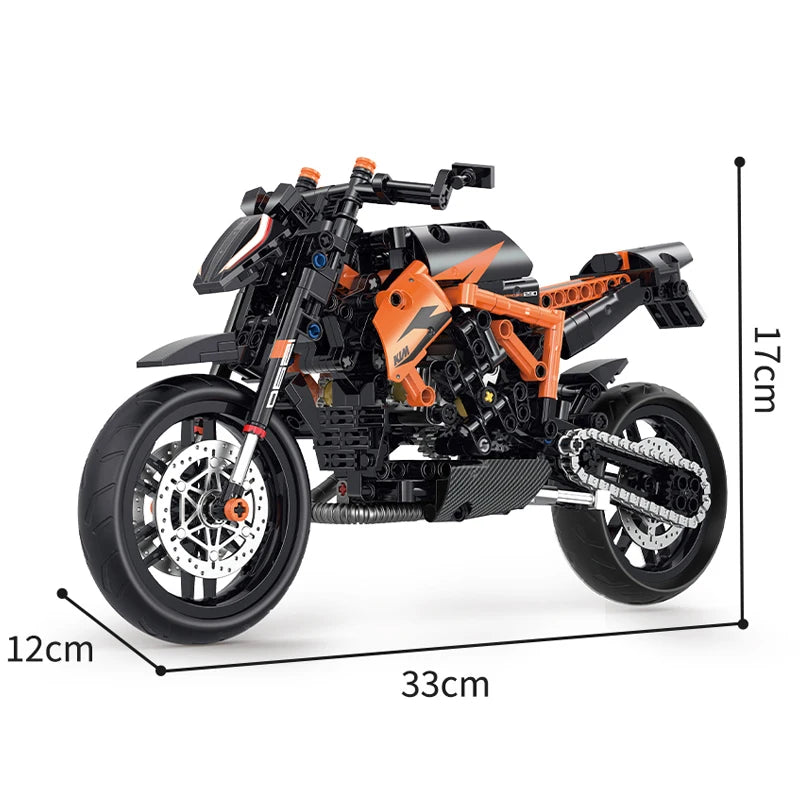 New Modern High-tech 1:8 KTM 1290 Motorbike Model Building Blocks Kit Racing Moto Bricks Toys for Kids Boys Gifts MOC Adult Sets