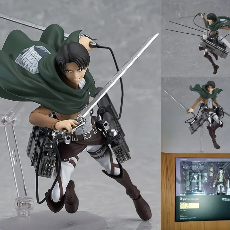 19cm Attack on Titan Comic Action Figures Figma Levi Ackerman Mikasa Ackerman Joint Movable PVC Collectible Model Toys Gifts