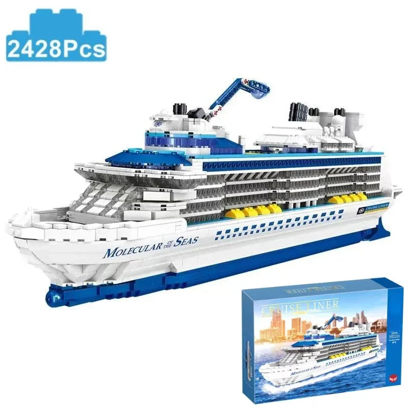2428PCS Creative City Sea Cruise Liner Building Blocks Model Big Ocean Ship Bricks MOC Toys Children Gifts for Kids Adults