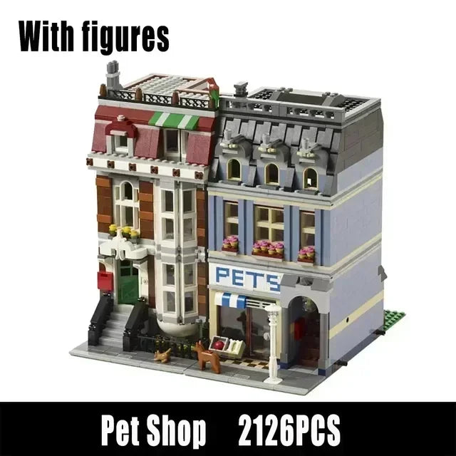 Creatoring Expert Pet Book Shop Town Hall Downtown Diner Model Moc Modular Building Blocks Brick Bank Cafe Corner Toys Parisian