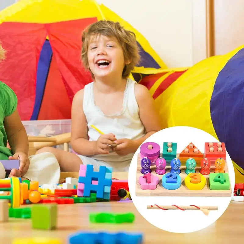Children Four Post Geometric Modeling Building Blocks Montessori Toys Jigsaw Puzzle Teaching Aids Kids Wooden Toys