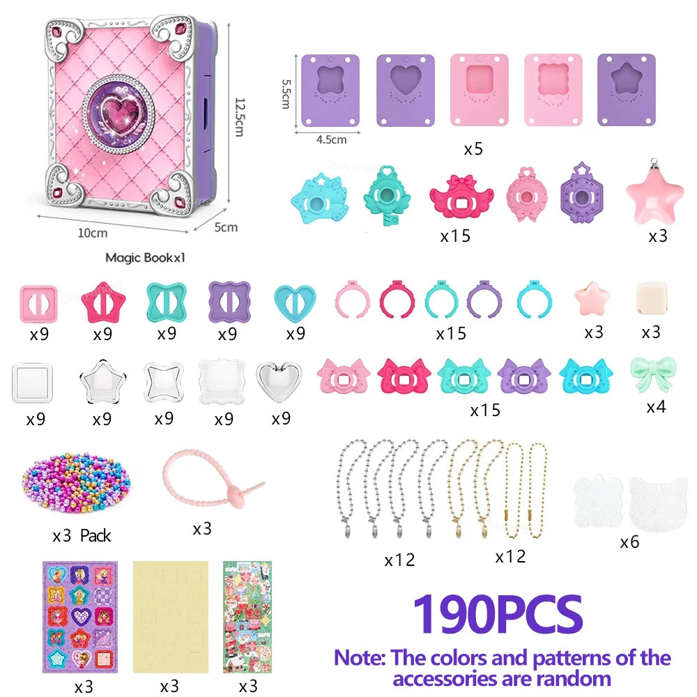 Magic Jewelry Making Kit 3D Magic DIY Jewel Rings Keychain Creative Handmade Craft Box Set for Girls Xmas Birthday Gifts
