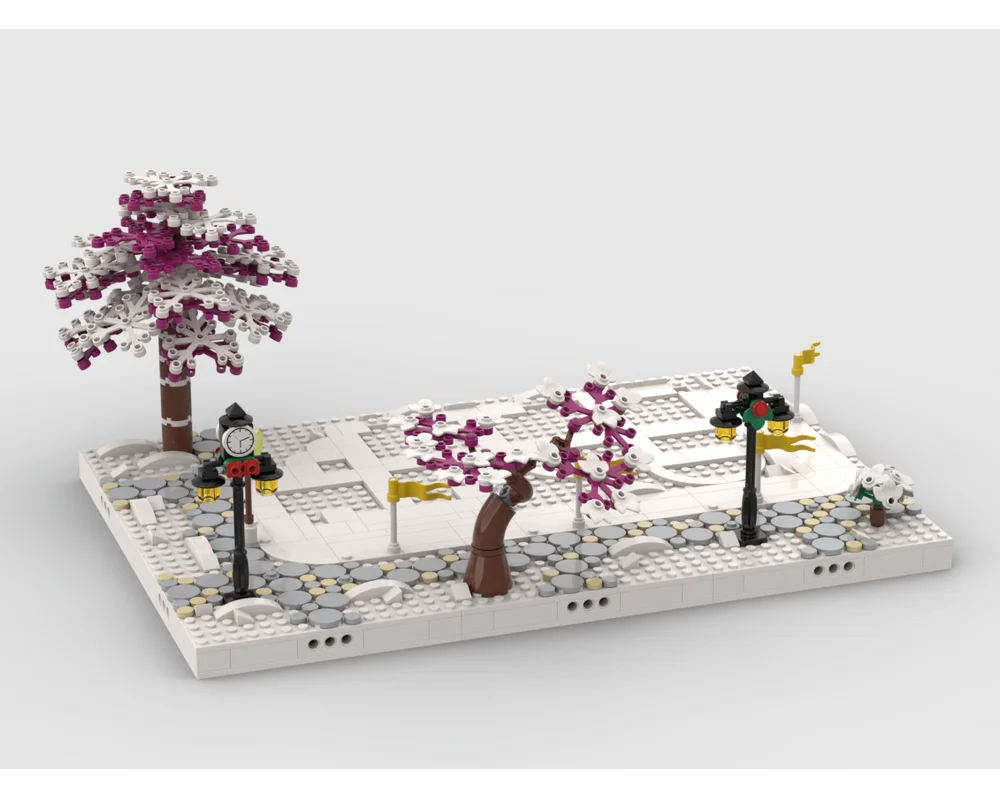 Moc Winter Village Display Base for Sets 10325 10308 10339 10293 10275 10267 Building Blocks Creative Bricks Toy Christmas Gift