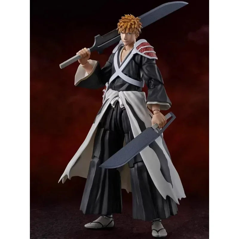 In Stock Original Bandai S.H.Figuarts SHF BLEACH Kurosaki Ichigo Dual Zangetsu Ver. Anime Action Figure Model Collectible Toys