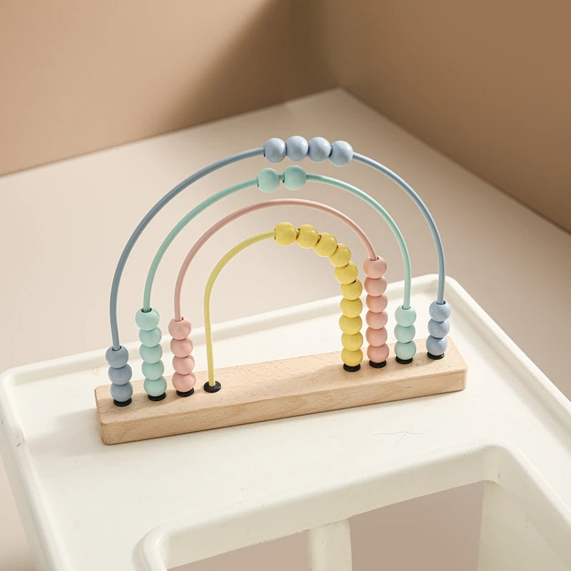 Baby Wooden Montessori Toys Beech Color Bead Game Arithmetic Calculation Puzzle Toy For Babies Baby Room Decoration Newbaby Gift