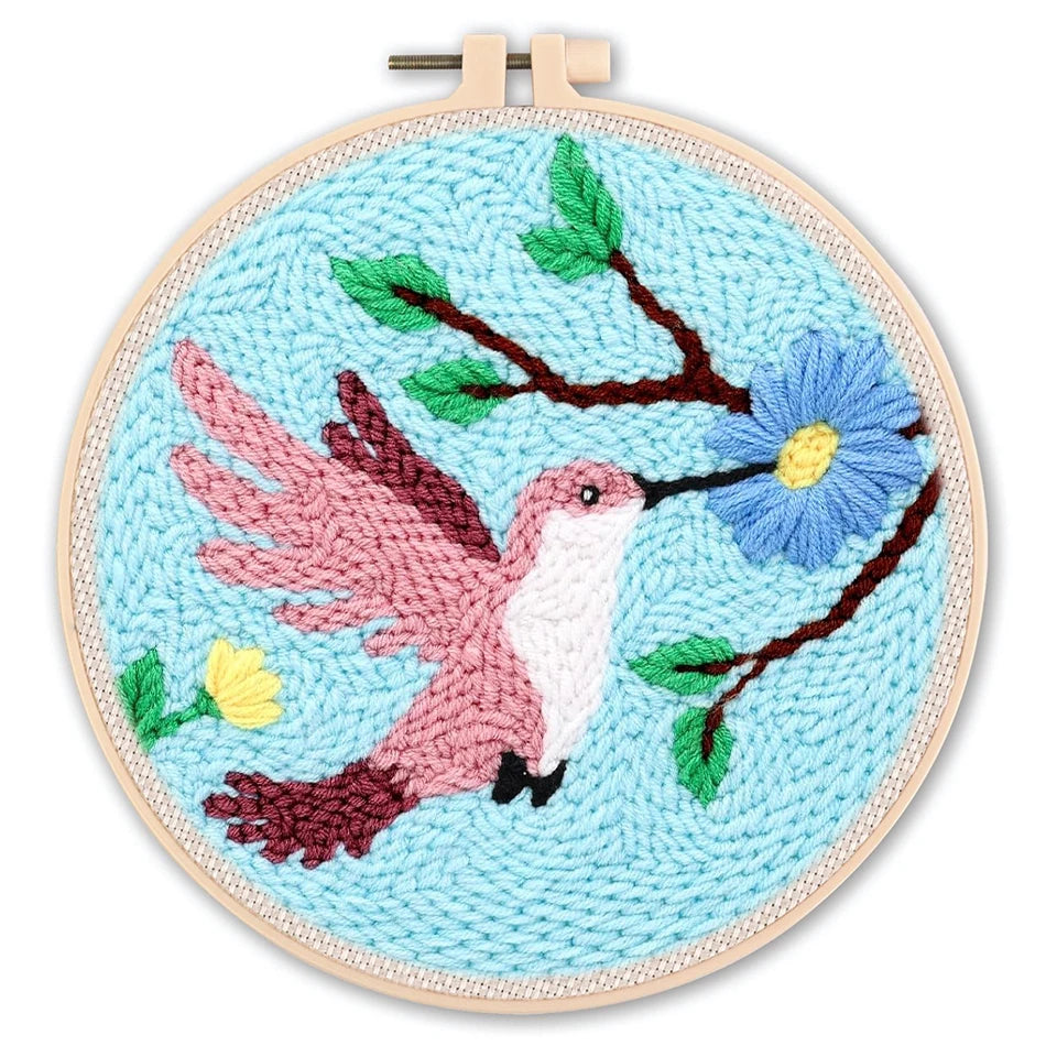 Diy Punch Needle Embroidery Starter Kits Animal Pattern Sewing Kit Funny Easy Yarn Painting Arts DIY Needlework Set For Beginner