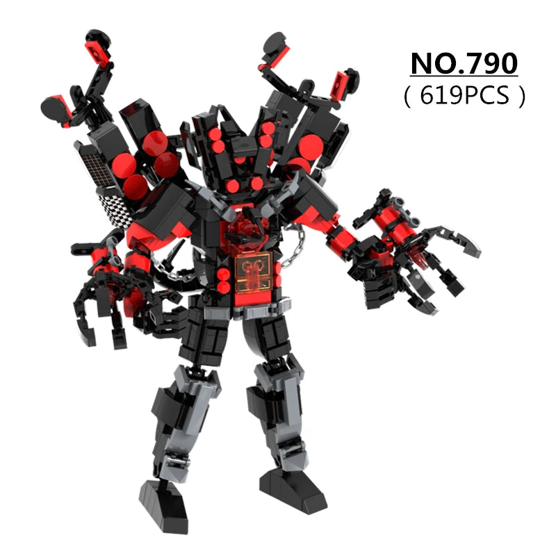 619pcs/set Skibidi Toilet Man Building Blocks Upgraded Version Of Titan Speaker King DIY Bricks Toys For Kids Christmas Gifts
