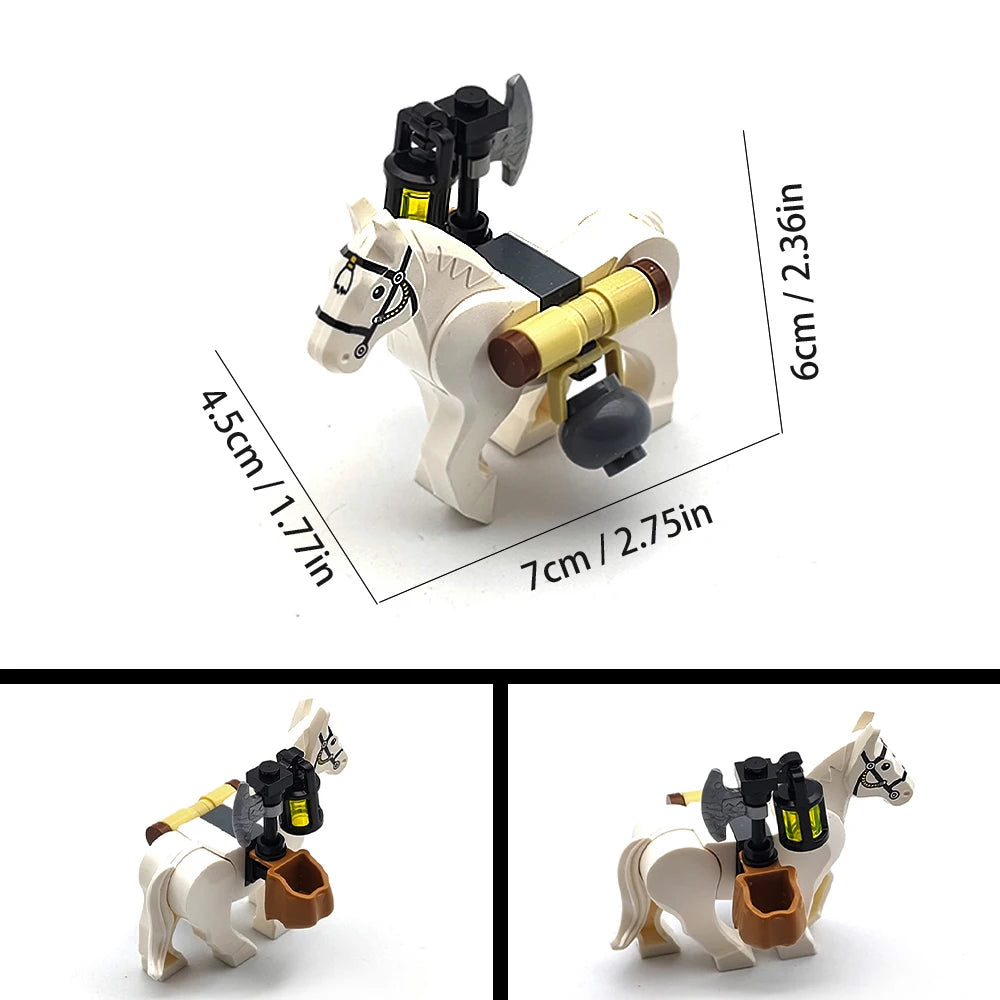 Creative Moc Medieval Military Carriage Model Western Carriage Transport Horse Building Blocks DIY Assembly Toy Birthday Gift