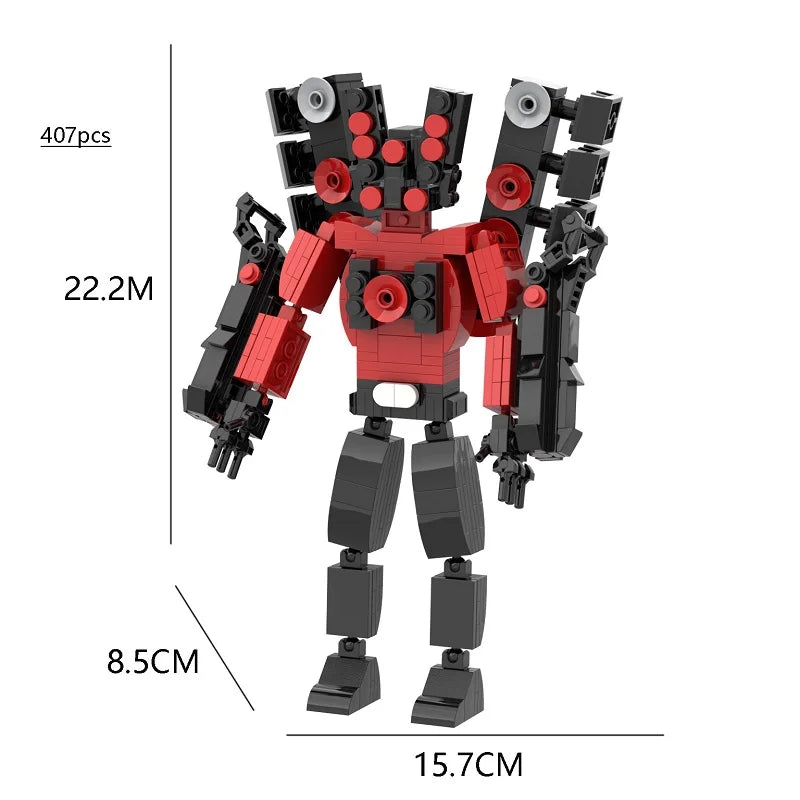 Skibidi Toilet Building Block Horror Game Titan Super Clockman TV Man Cartoon Doll Model Kids Halloween Birthday Gift