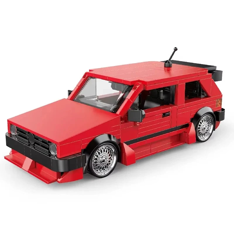 REATIVE Red Golf MK2 Car Building Blocks MOC Speed Vehicle Model Bricks High Tech Ideas Toy Kit Collection DIY Gift Kids Aldults