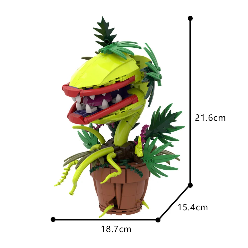 MOC Audrey II Piranha Plant Building Block Chomper Potted Plants Horrors Flower Model Bricks Assemble Toys Children Collect Gift