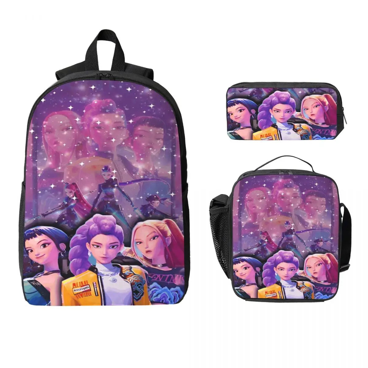 3Pcs Kpop Demon Hunters Huntrix School bags Set for Girls Boys Pencil Boxes Backpack Sets with Lunch Box For School Daypack