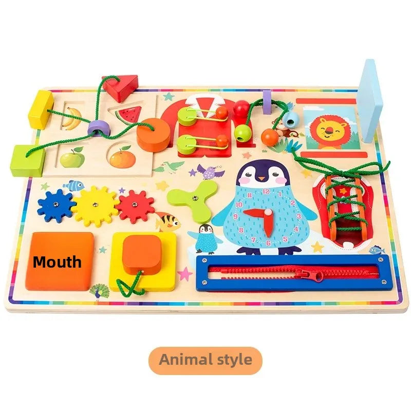 Wooden Universe Busy Board Montessori Educational Toy Animal Lock Drawing Board Children's Puzzle Plaything Intellectual Toys