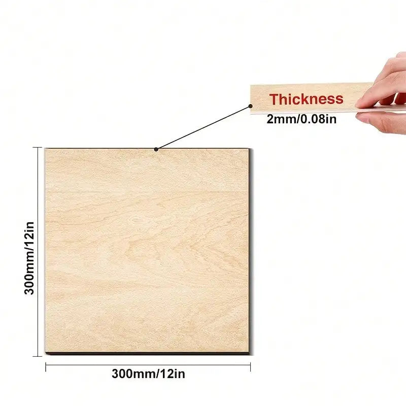 4/8/16/32pieces of unfinished basswood plywood, 12x12 inches, 2mm thick, for DIY crafts, laser engraving, wood burning, model bu