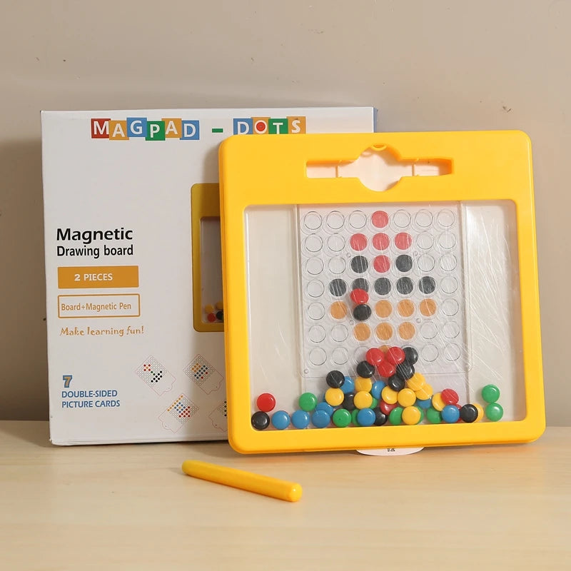 Magnetic Drawing Board for Toddler Doodle Board with Magnetic Pen and Beads Montessori Educational Preschool Travel Toy Kid Gift