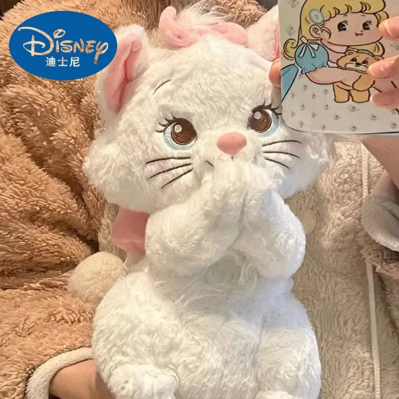 Cute Disney Marie Cat Plush Dolls The Aristocats Cartoon Sleepy Face Marie Bow Plushies Doll Soft Stuffed Animals Pet Toy Gifts