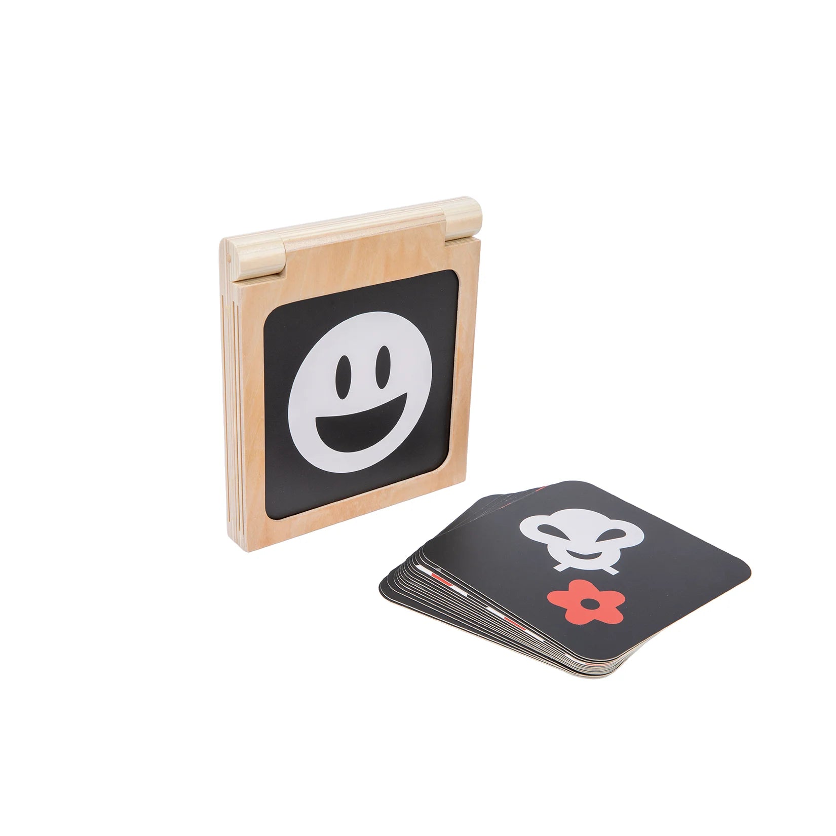 Montessori Baby Toys Foldable Wooden Book Frame w/ Mirror Black and White Cards Tummy Time Book Senory Game Newborn Gift