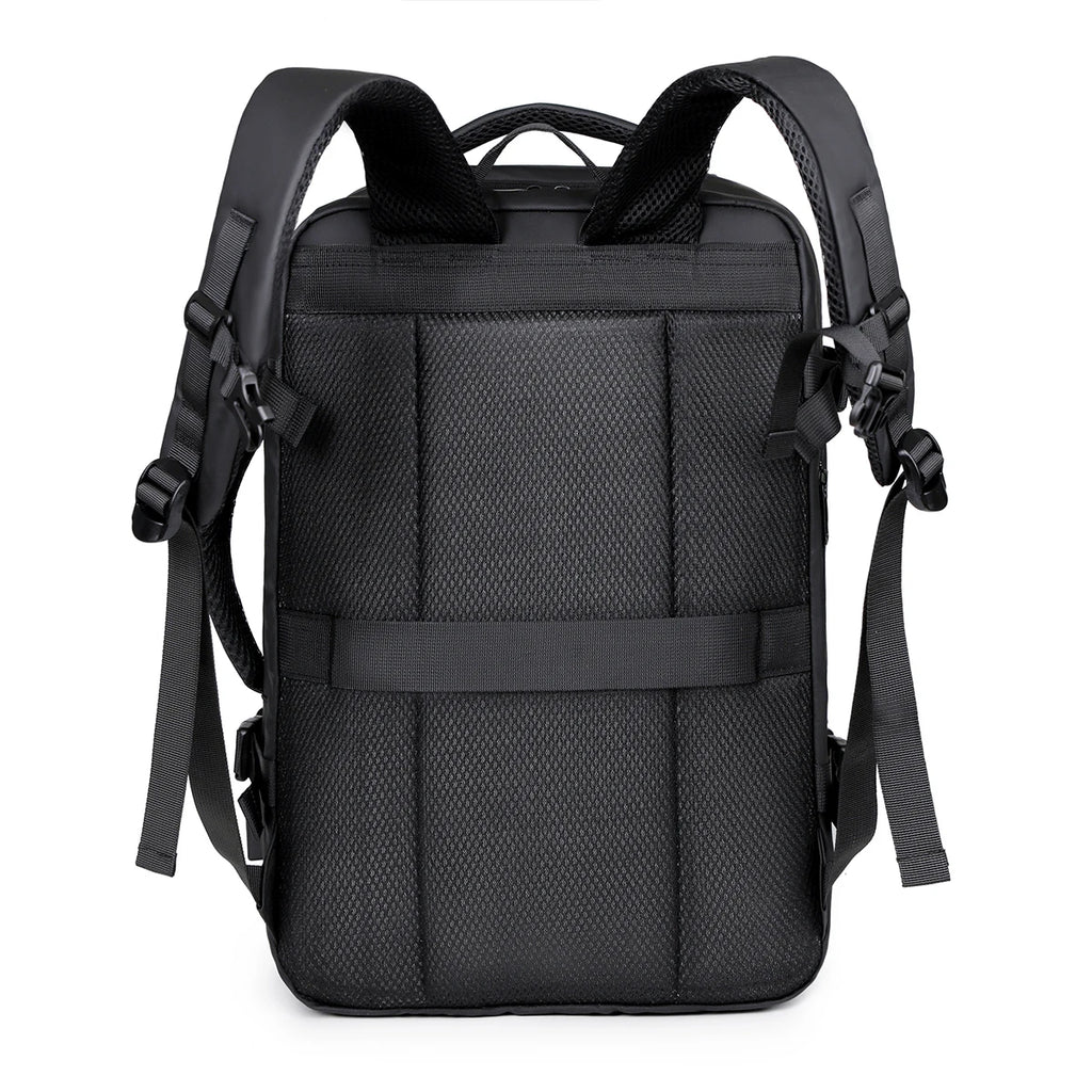 Quilted Expandable Laptop Backpack USB Port Lightweight Oxford Multi-Compartment Luggage Sleeve Work Bag for Travel Commute
