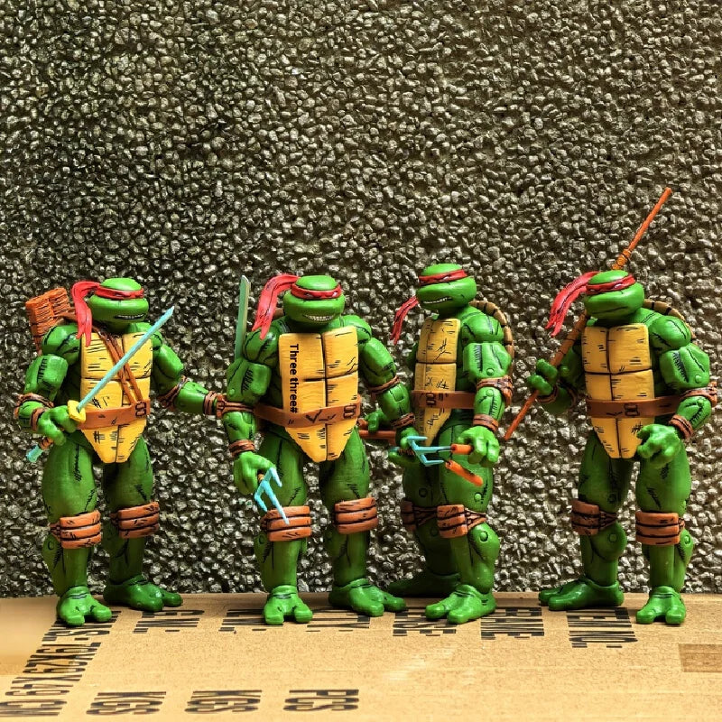 New NECA Release Ninja Turtles Back to New York Four Set Action Figures Collectible Toy for Fans and Hobbyists Model Digital Toy