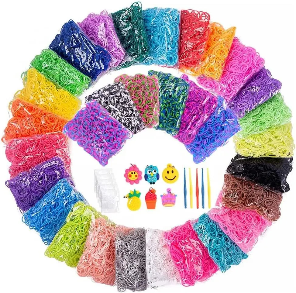 600pcs+ Loom Rubber Band Refill Kit in 31 Colors Bracelet Making Kit for Kids Weaving DIY Crafting Gift with  Loom Bands Toys