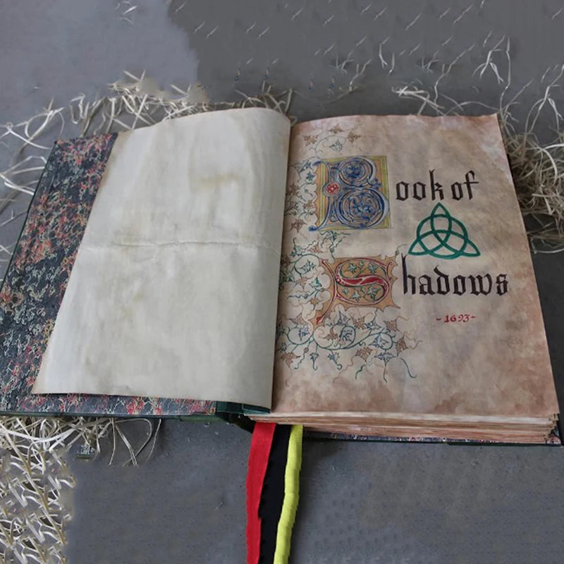1pc Book Of Shadows Green Cover Bound Blank And Lined Journal 350 Pages Spells Records Spellbook Retro Gifts