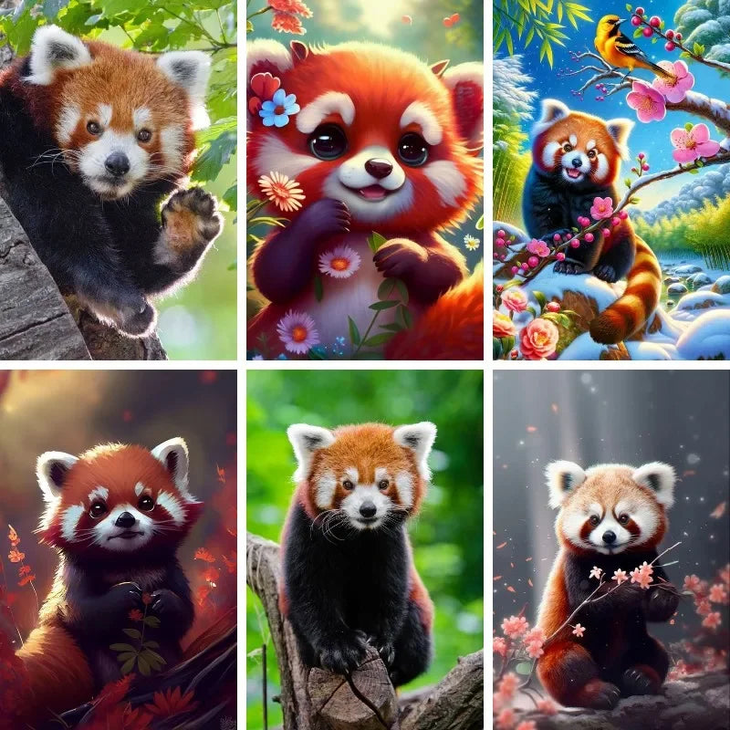 Little Red Panda 5D DIY Diamond Painting Mosaic Embroidery Cross Stitch Picture Rhinestone Handmade Craft Home Decor