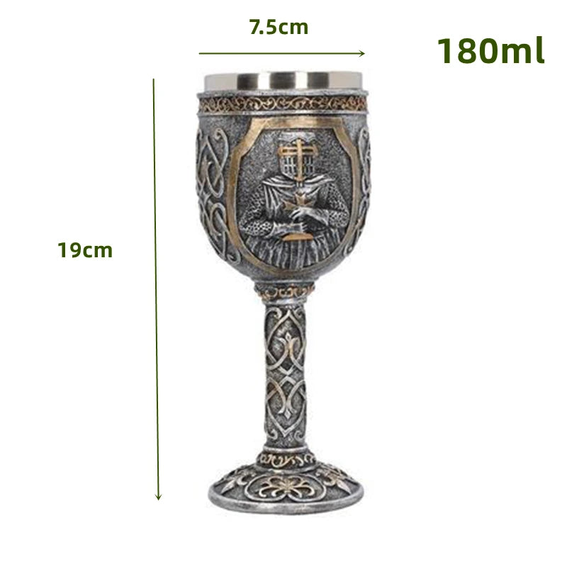 3D Knight Resin Stainless Steel Mug Beer Mug Handle Coffee Cup Goblet Holiday Gift Creative Tankard Bar Decor Personalized Mug