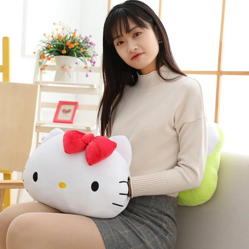 38cm Sanrio Hello Kitty Pom Pom Purin Keroppi Badtz-maru Cartoon Kt Cat Warm Hand Plush Pillow Doll Cushion Stuffed Plushie Toy