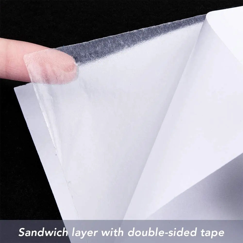 A4 Size White Double Sided Tape Sheets Strong Adhesive Tap Sheet Sticky Film 0.1mm for Arts Craft Photo Albums Making