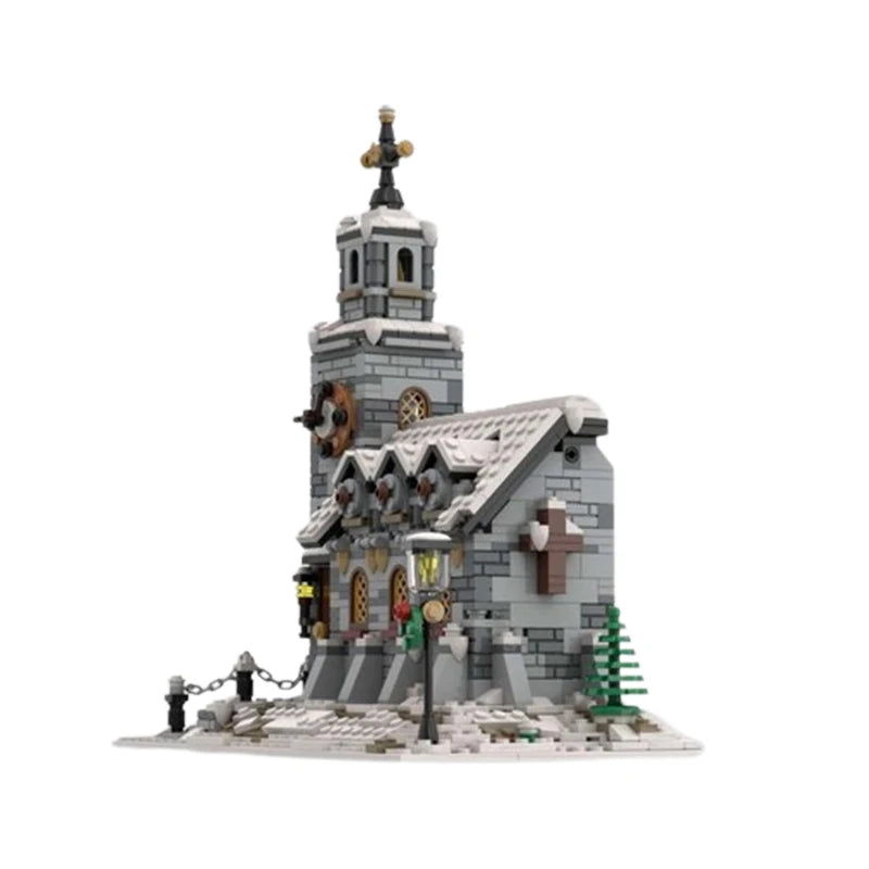 Spot MOC-58208 Winter Church Small Particle Assembly Building Blocks Street View Building Model Toy Gift