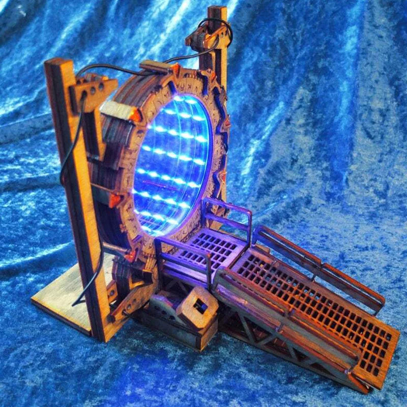 Portal Wooden Diy Bookends Creative Funny Led Light Stargate Bookends Two-Way Galaxy Door Table Ornaments Bookend Back To School