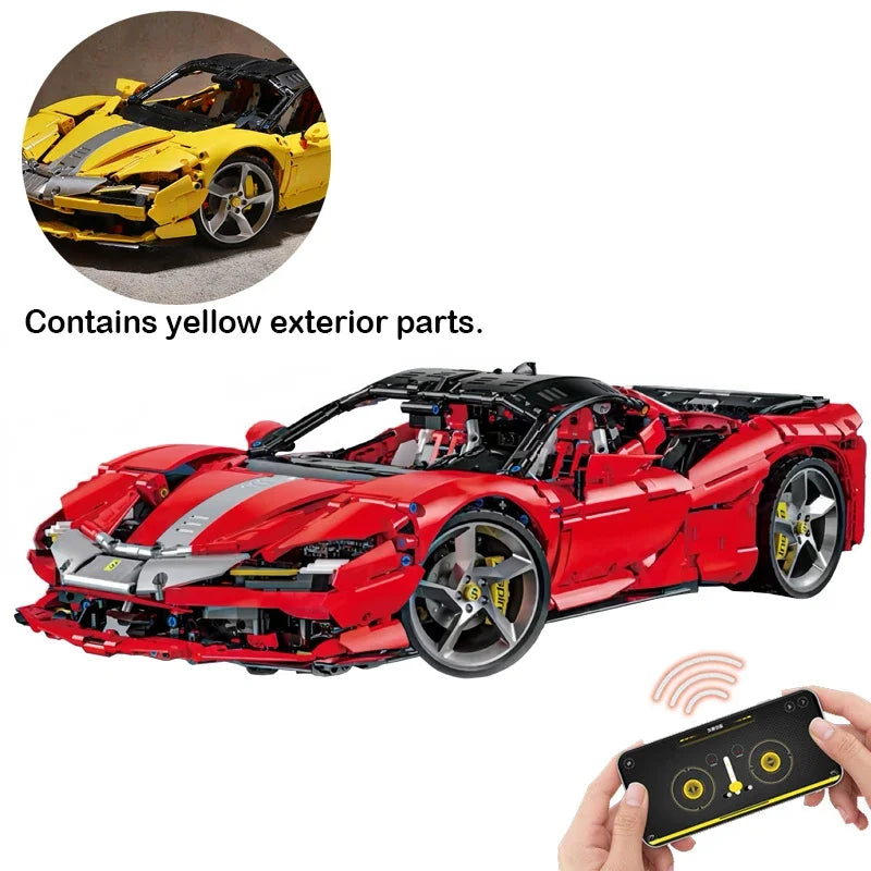 IN STOCK MOC 1:8 Technical RC Sports Car SF90 Building Blocks Model Bricks Assembling Toys for Children Birthday Gift Set