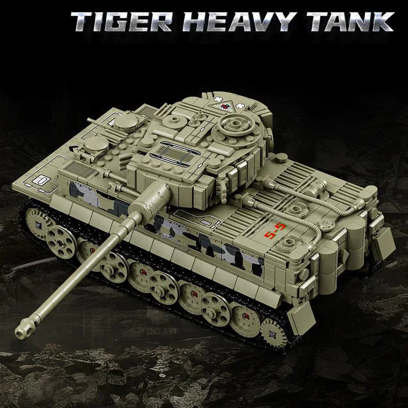Military WW2 MOC Tiger Heavy Tank Army Main Battle Tank Soldiers Figures Building Blocks Bricks Set For Children Boys Toys Gifts