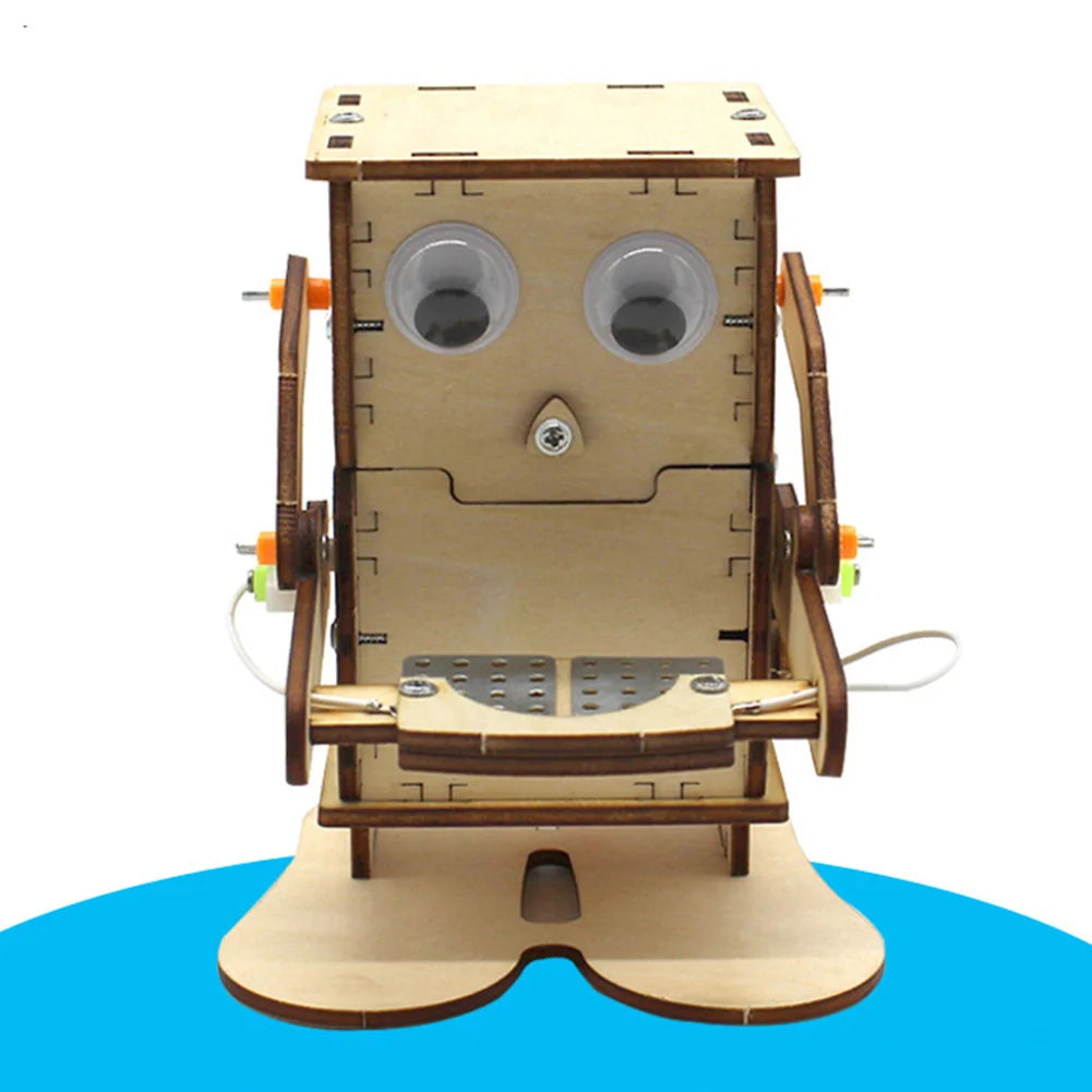DIY Robot Eating Coin Wood Model Teaching Learning Stem Project Science Experiment Education Toy Assemble Kit for Students Kids