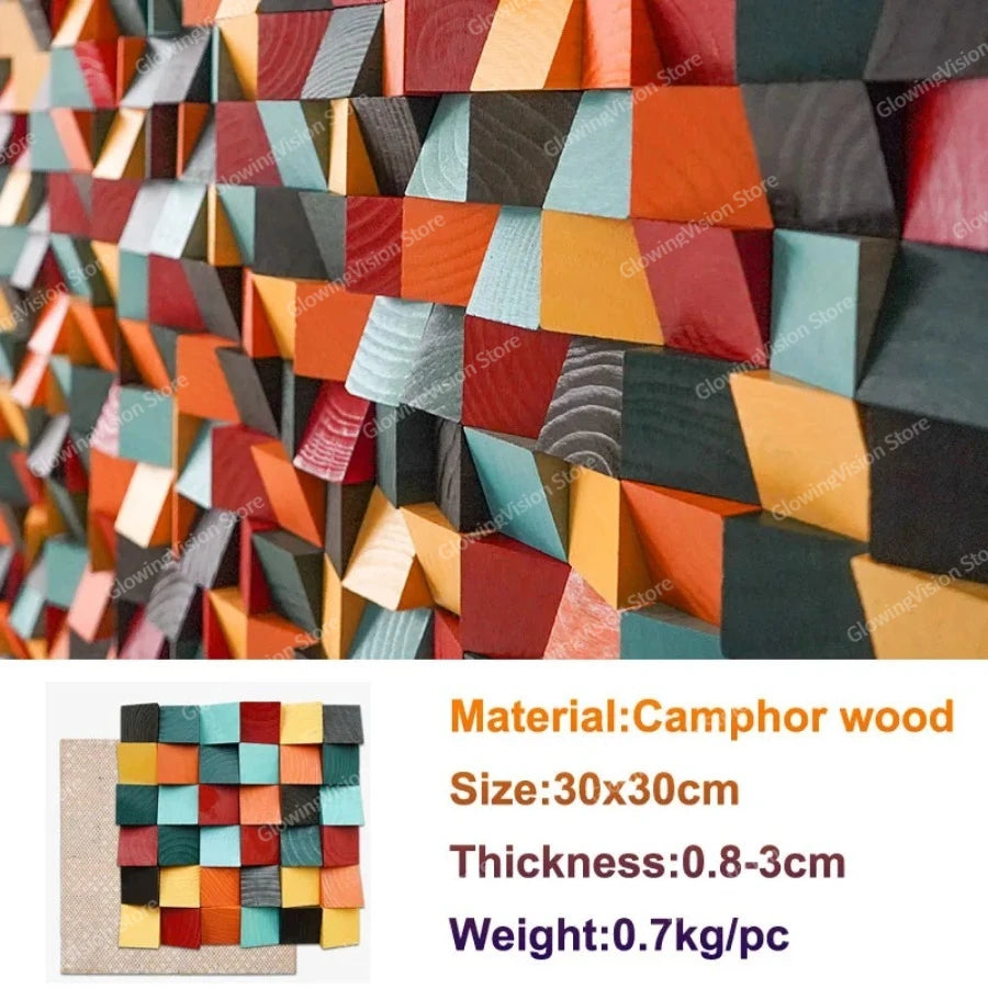 30x30cm Fashion 3D Art Wall Decor Mosaic Tile Solid Wood Acoustic Diffuser for Home Office Showroom Living Room Wall Decoration