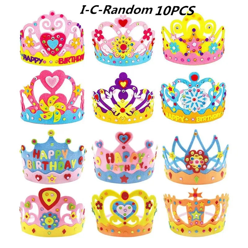 DIY Crafts Toy Crown Creative Paper Sequins Flowers Stars Patterns Toys for Kids Children Kindergarten Art Party Decorations