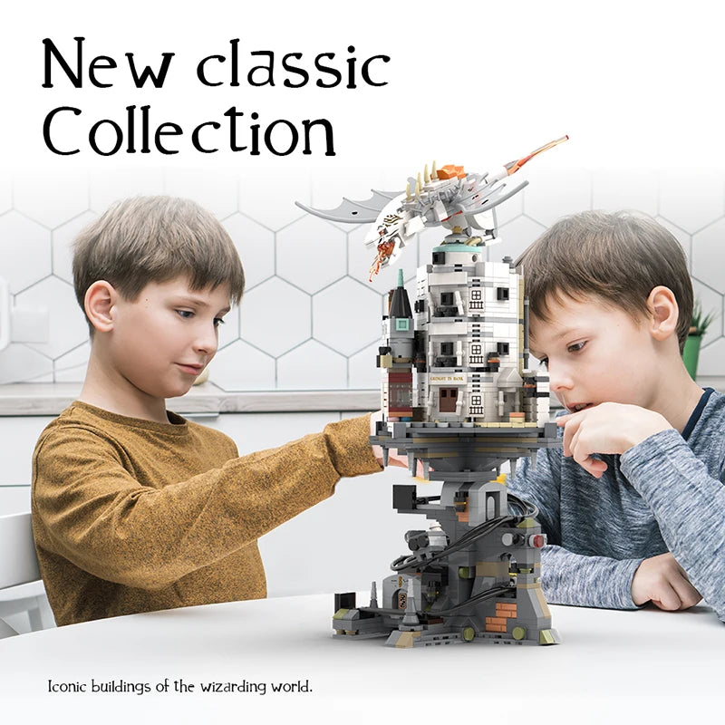 Wizard Tower Magic World Dragon MOC Building Bricks Set Blocks Toys for Kids Children Adult Birthday Gifts 1056pcs  Gringottses