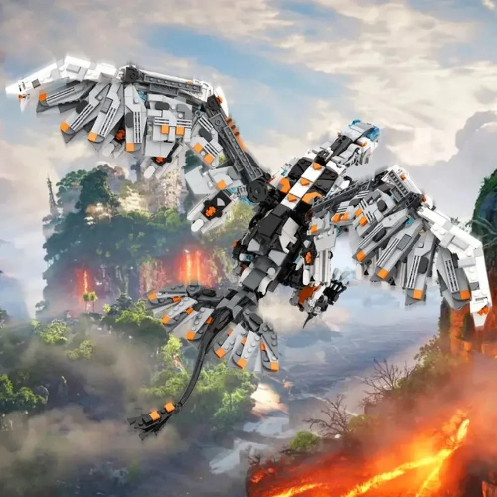 MOC Horizons Zero West Storm Bird Slaughterspine Building Blocks Mechanical Dawned Dinosaur Monster Bricks DIY Toy Birthday Gift