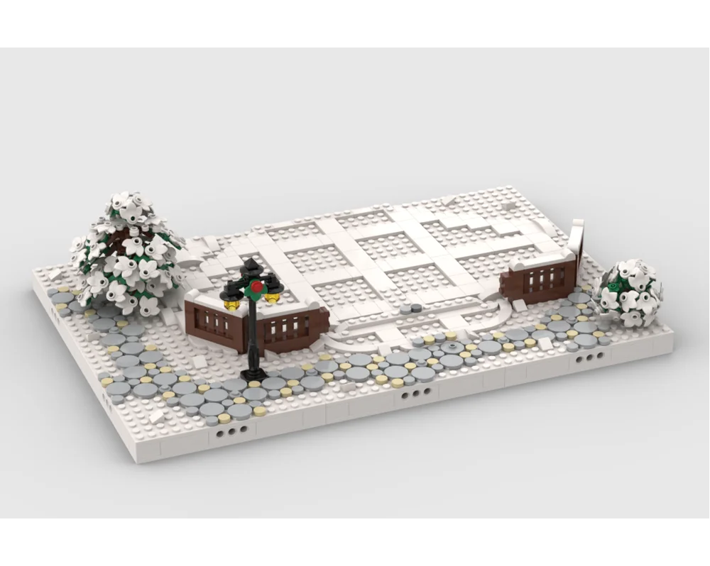 Moc Winter Village Display Base for Sets 10325 10308 10339 10293 10275 10267 Building Blocks Creative Bricks Toy Christmas Gift