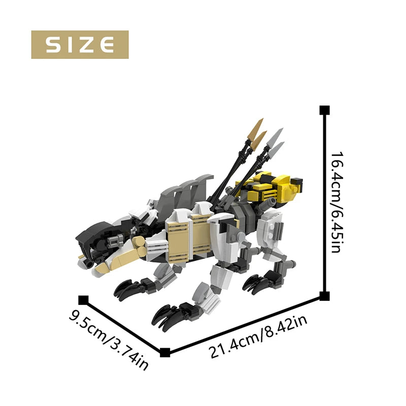Moc Horizon Zero Dawned Thunder Jaw Mechanical Monster Action Dragon Dinosaur Popular Game Building Block Toys