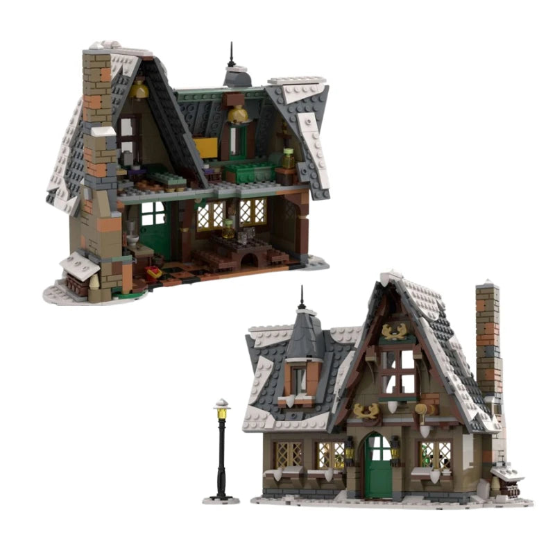 Spot MOC58700 three small winter houses 94936 winter country hotel small particle assembly building blocks Christmas model toys